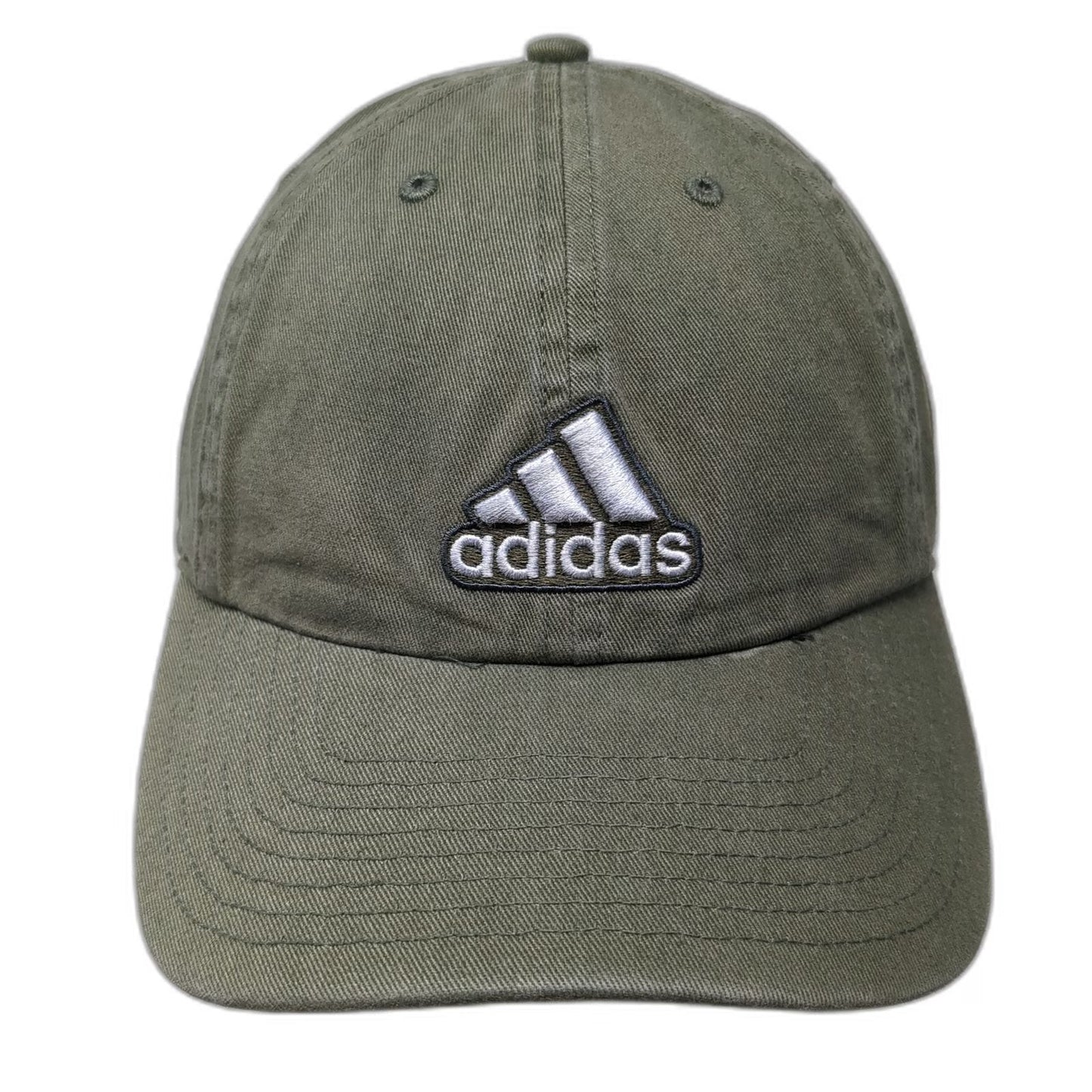 Adidas Baseball Cap Green One Size Adjustable Embroidered Logo Cotton Sport Hat