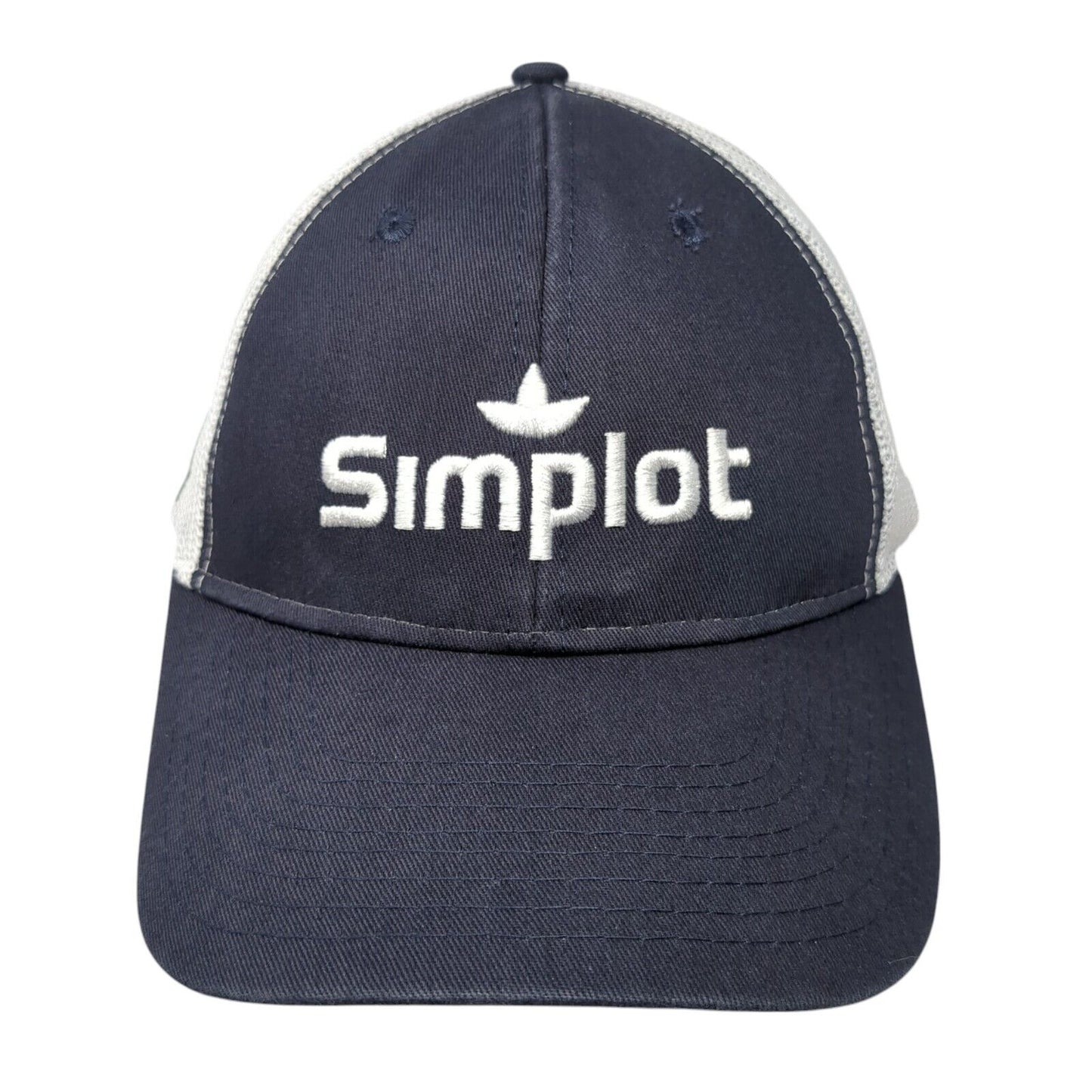 Simplot Snapback Trucker Hat Blue One Size Adjustable Embroidered Mesh Back