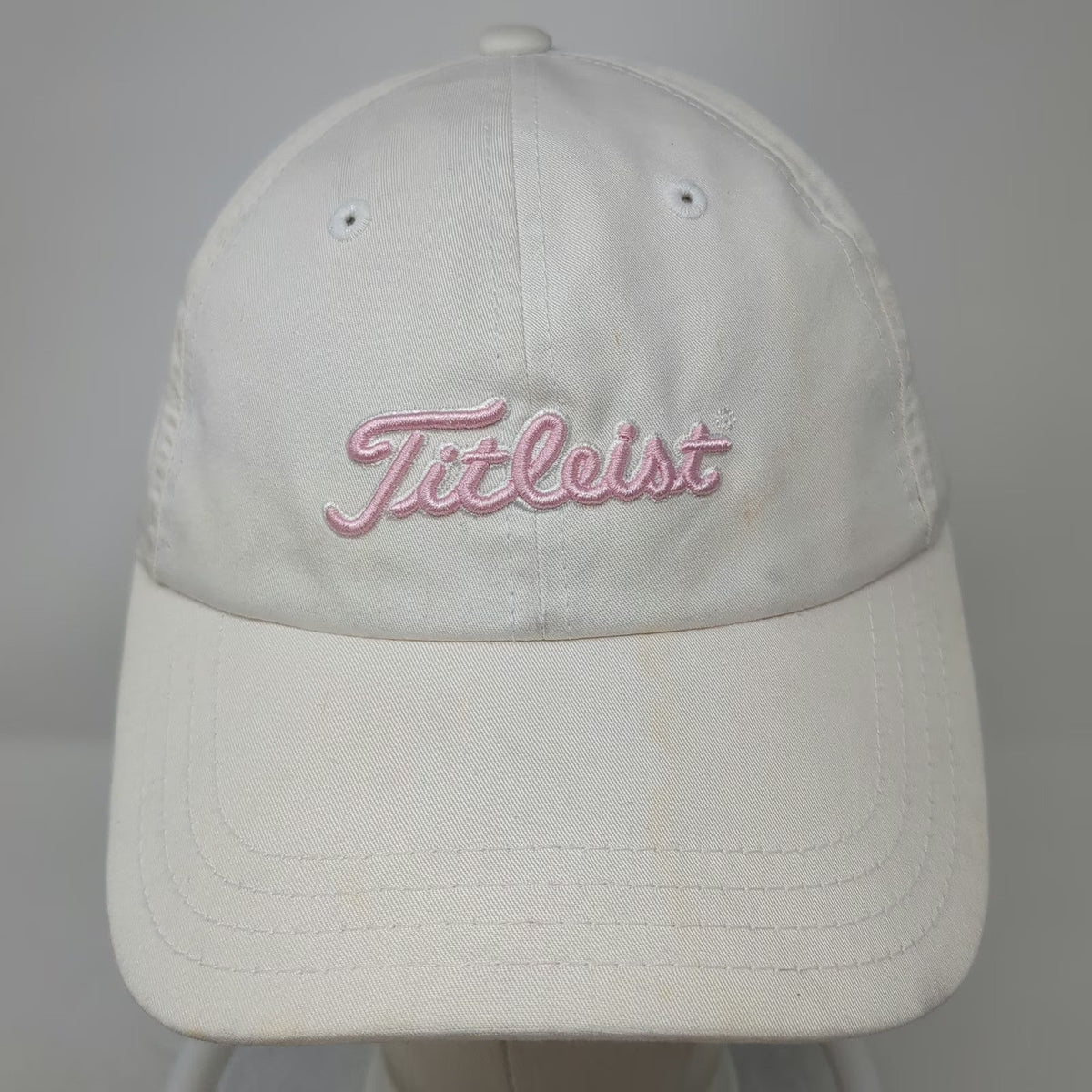 Titleist Baseball Cap White One Size Pink Script Logo Adjustable Slideback Hat