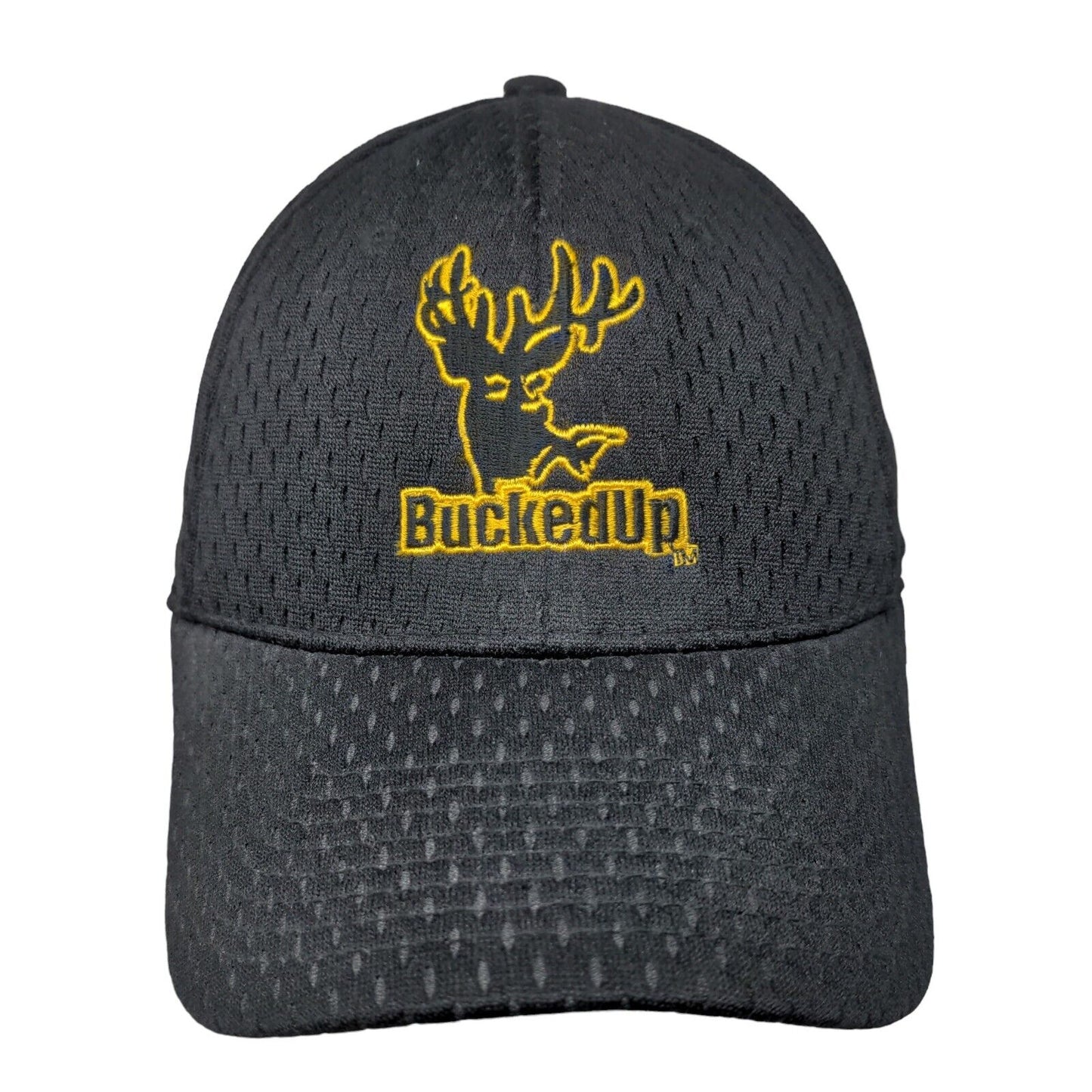 Bucked Up Deer Fitted Hat Black M/L Embroidered Proflex Outdoor Cap