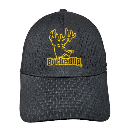 Bucked Up Deer Fitted Hat Black M/L Embroidered Proflex Outdoor Cap