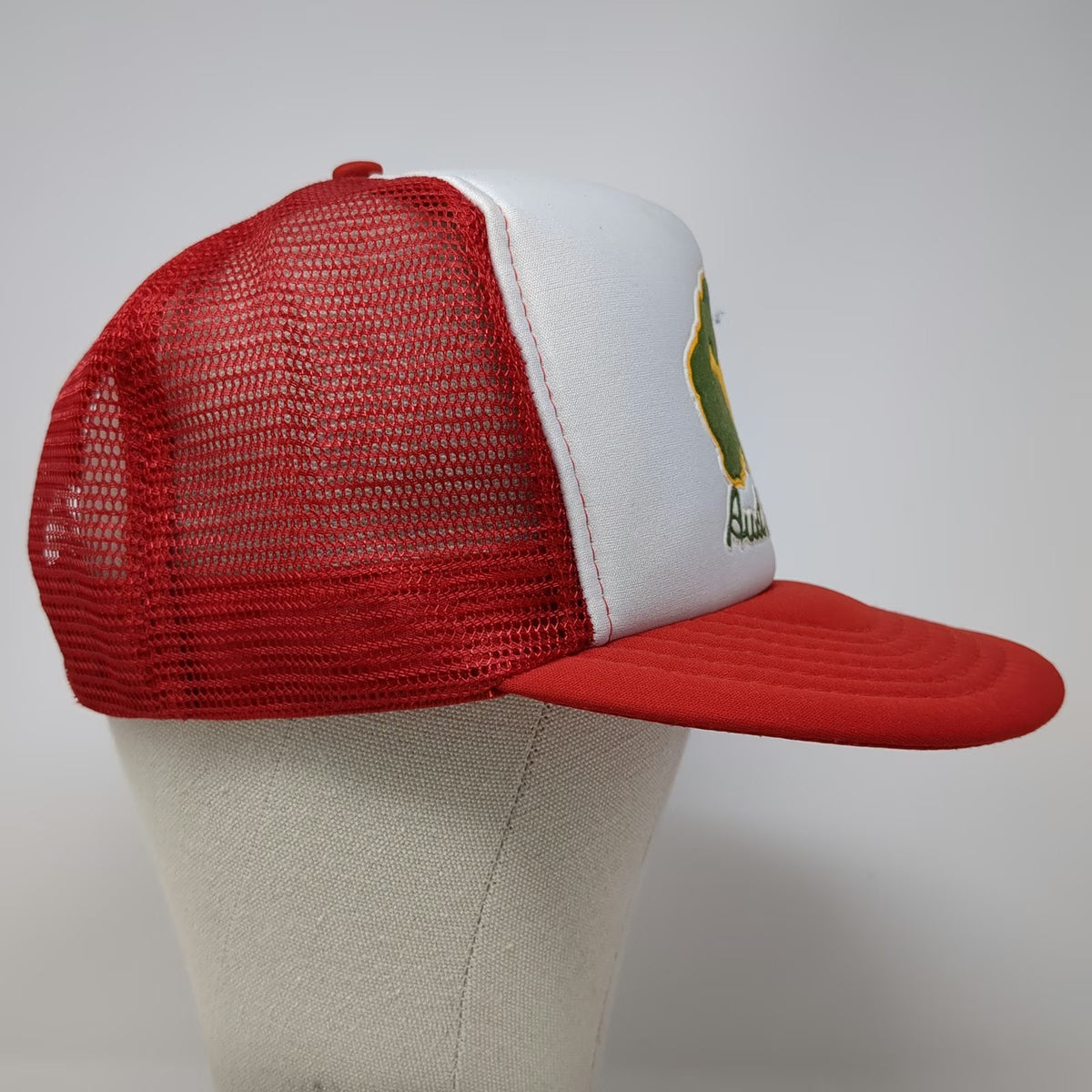 Trucker Hat Red White One Size Australia Kangaroo Map Graphic Mesh Snapback