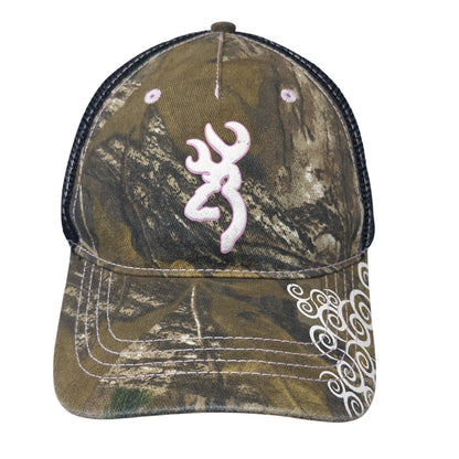 Browning Strapback Baseball Cap Multicolor One Size Adjustable Camo Mesh Back
