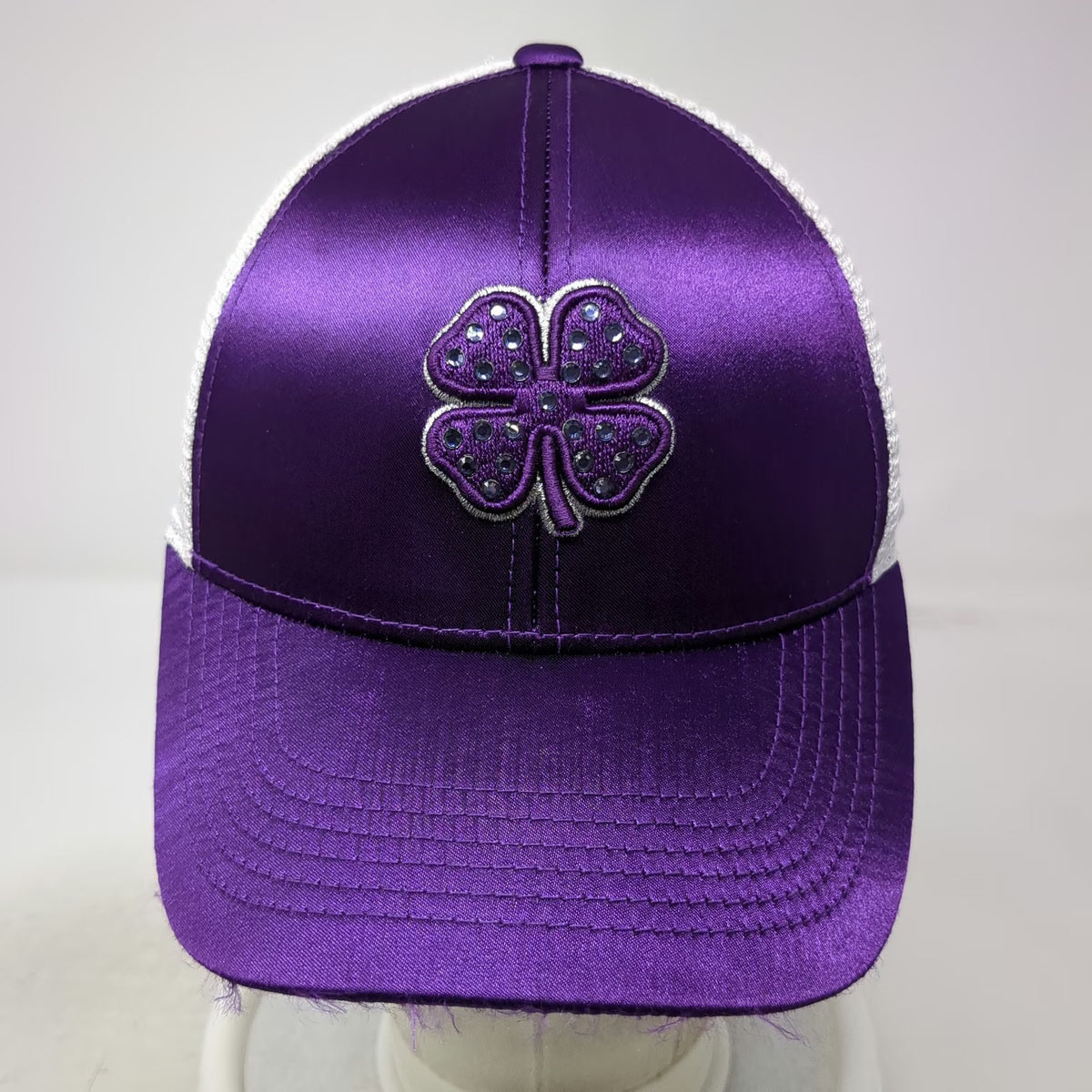 Black Clover Baseball Cap Purple One Size Jeweled Clover Mesh Live Lucky Hat