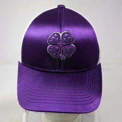 Black Clover Baseball Cap Purple One Size Jeweled Clover Mesh Live Lucky Hat