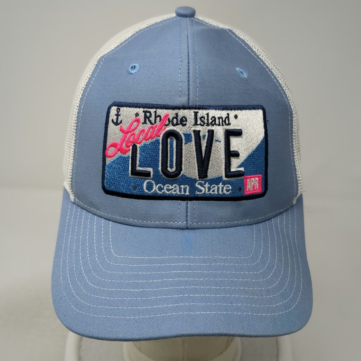 Richardson Trucker Hat Blue One Size Rhode Island Local Love Ocean State Patch