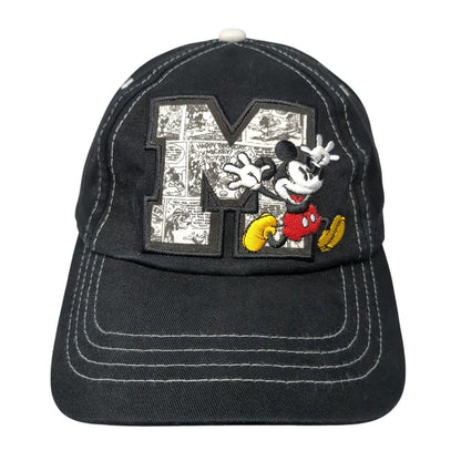 Mickey Mouse Strapback Hat Black One Size Adjustable Embroidered Disney Parks