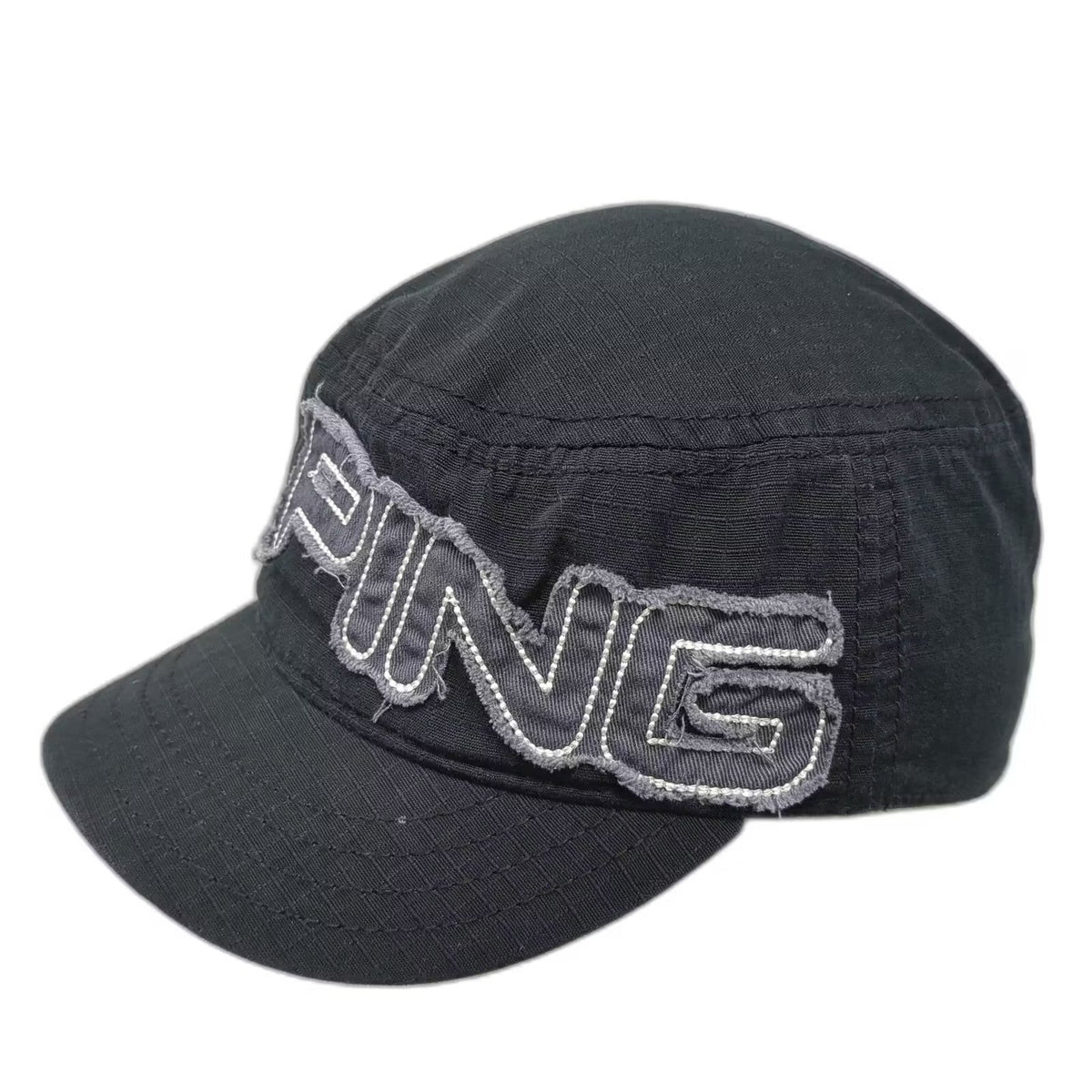 PING Army Cap Black Gray Hat Size 7 Cotton Distressed Patch Graphic Logo Fitted