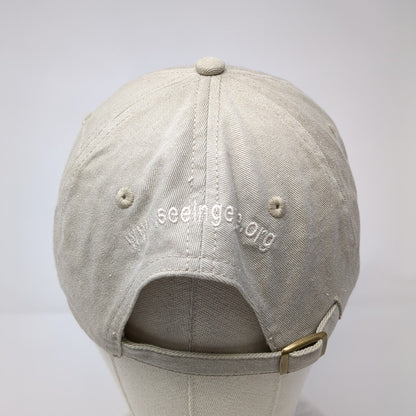 The Seeing Eye Slideback Hat Tan One Size Adjustable Embroidered 6 Panel Cotton