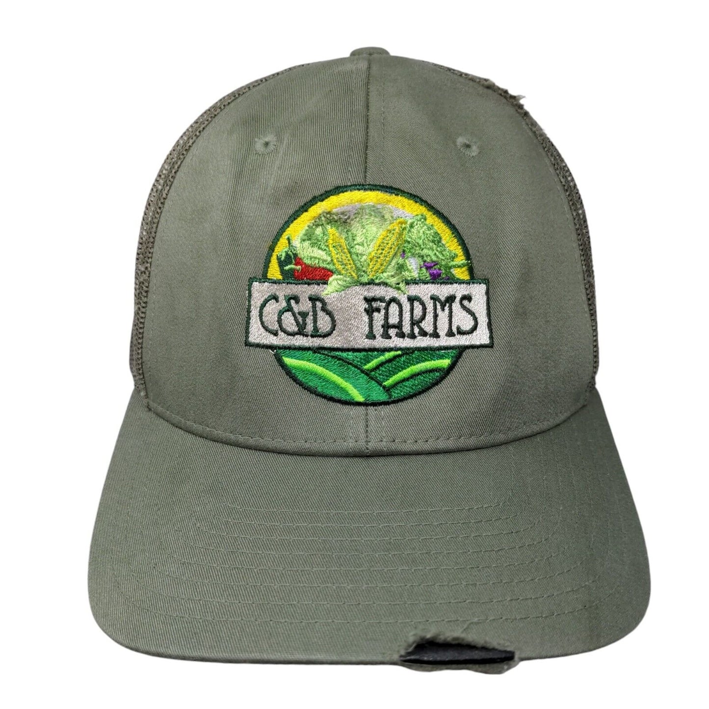 C&B Farms Snapback Trucker Hat Green One Size Adjustable Mesh Back Richardson