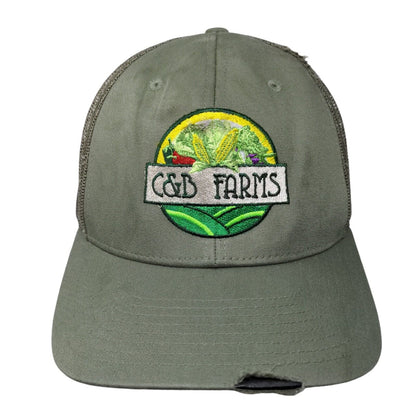 C&B Farms Snapback Trucker Hat Green One Size Adjustable Mesh Back Richardson