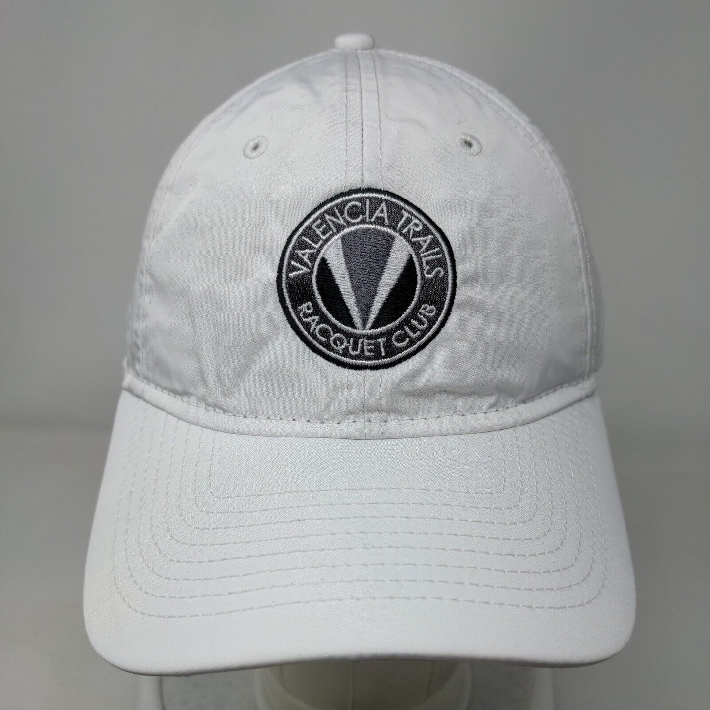 Valencia Trails Racquet Club Strapback Hat White OSFM Laser Cut New Era