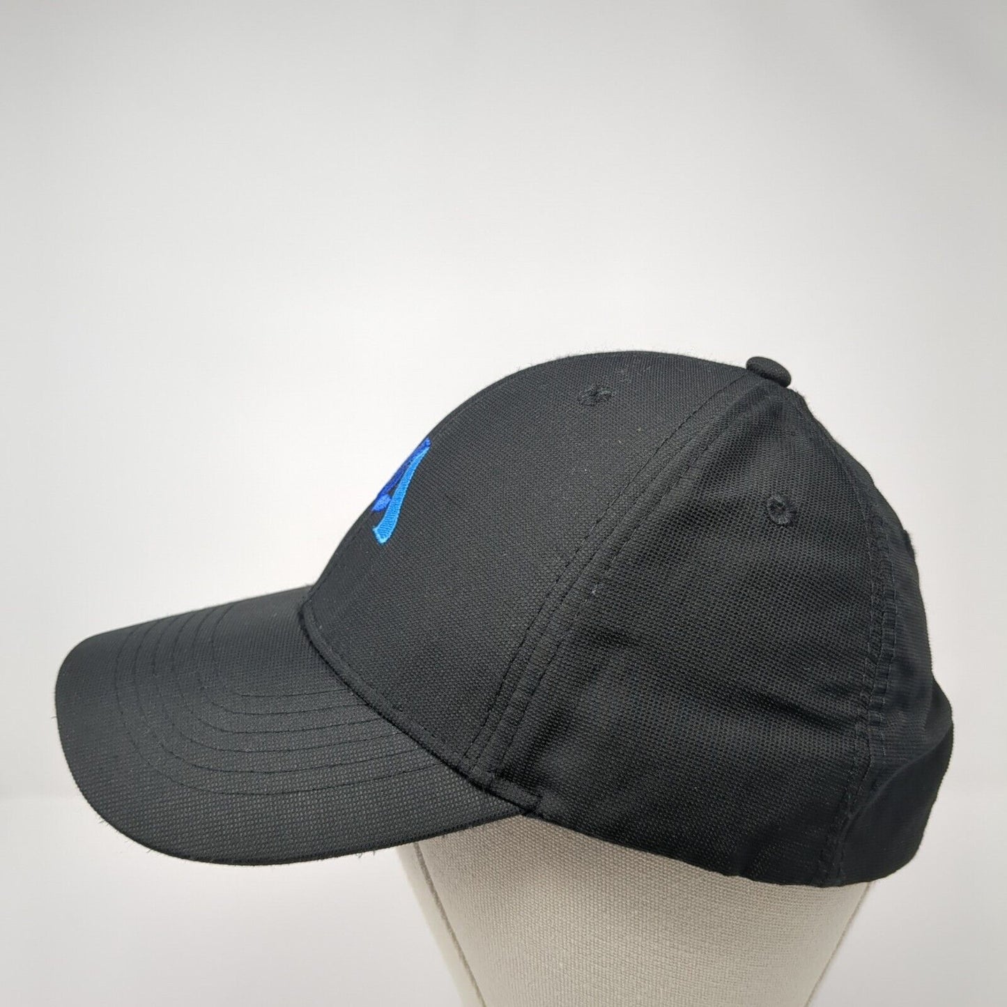 Image Solutions Strapback Hat Black One Size Embroidered Logo 6 Panel