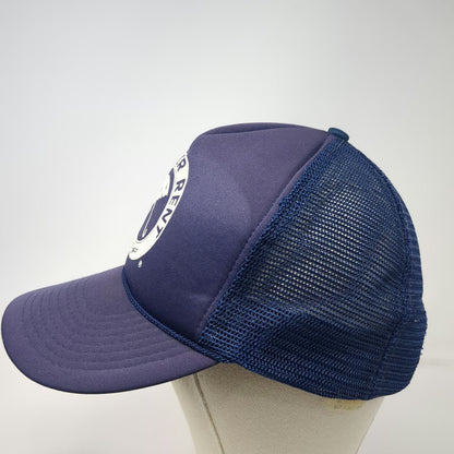 Rain For Rent Trucker Hat Blue One Size Foam Mesh Snapback Rope Industrial Logo