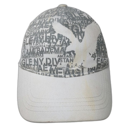 American Eagle 5 Panel White M All Over Print Typography Since 77 Graphic Hat