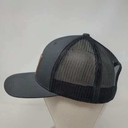 Yupoong Men's Snapback Mesh Back Trucker Hat Gray Patch Fish Logo