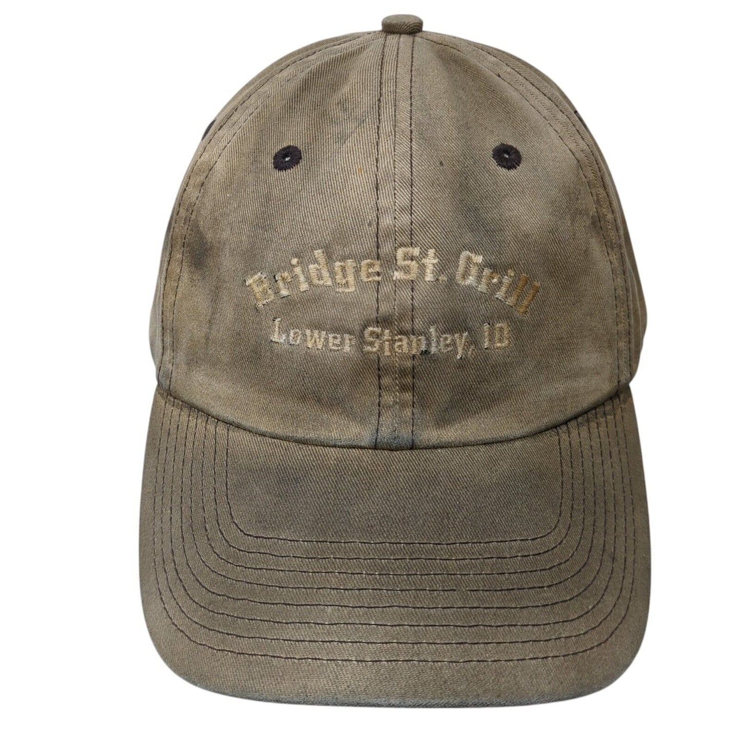 Bridge St. Grill Lower Stanley ID Slideback Hat Brown OS Adjustable Fahrenheit
