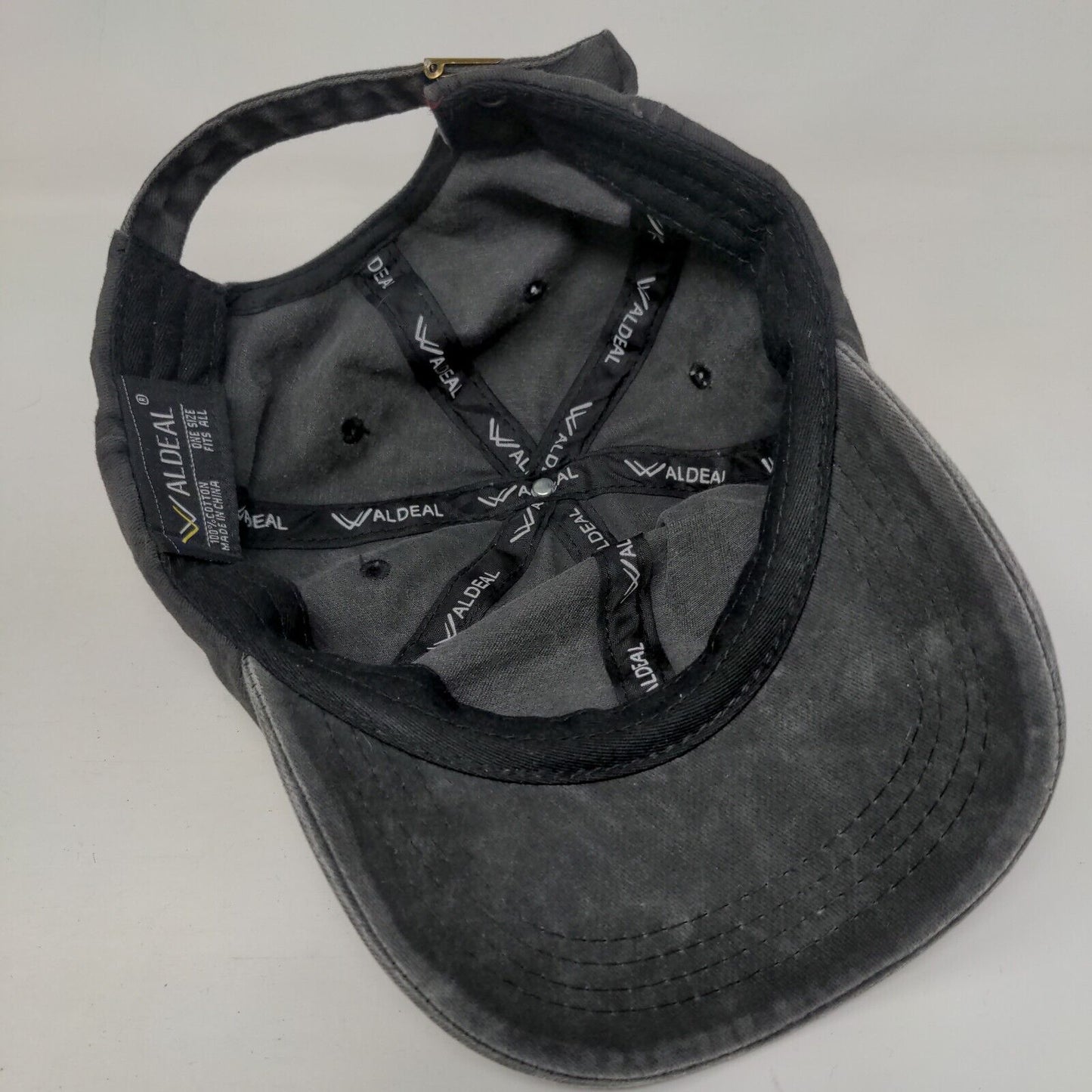 Skull Dinosaur Slideback Hat Gray OSFA Adjustable Vented Holes 6 Panel Waldeal