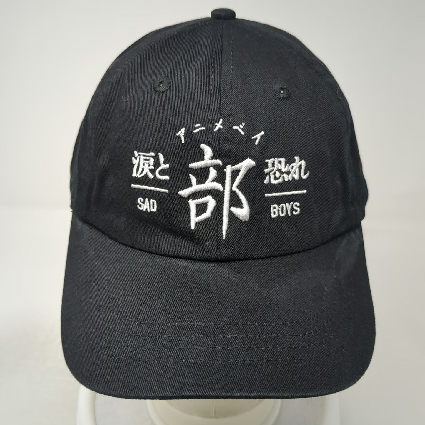 Animebae Baseball Cap Black One Size Hat Sad Boys Japanese Embroidered Slideback