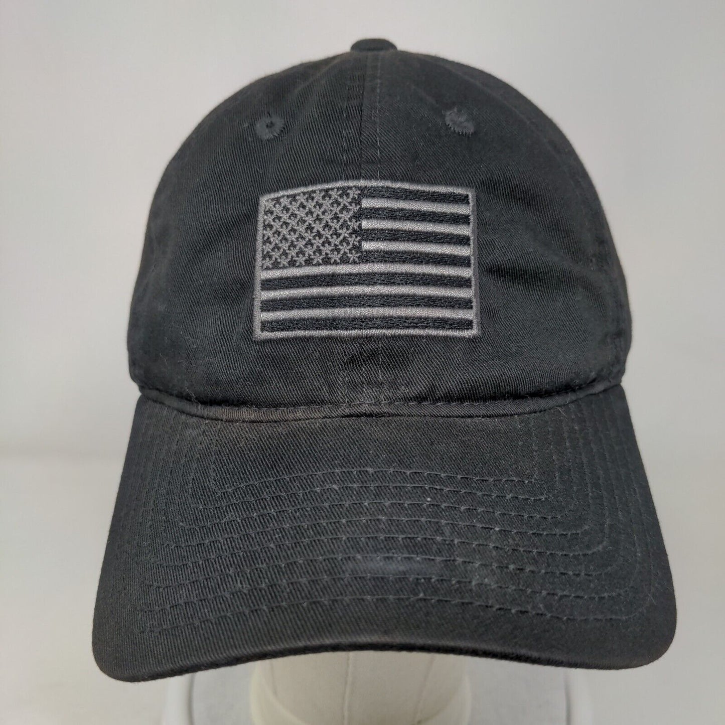 American Flag Slideback Hat Black One Size Embroidered Rapid Dominance