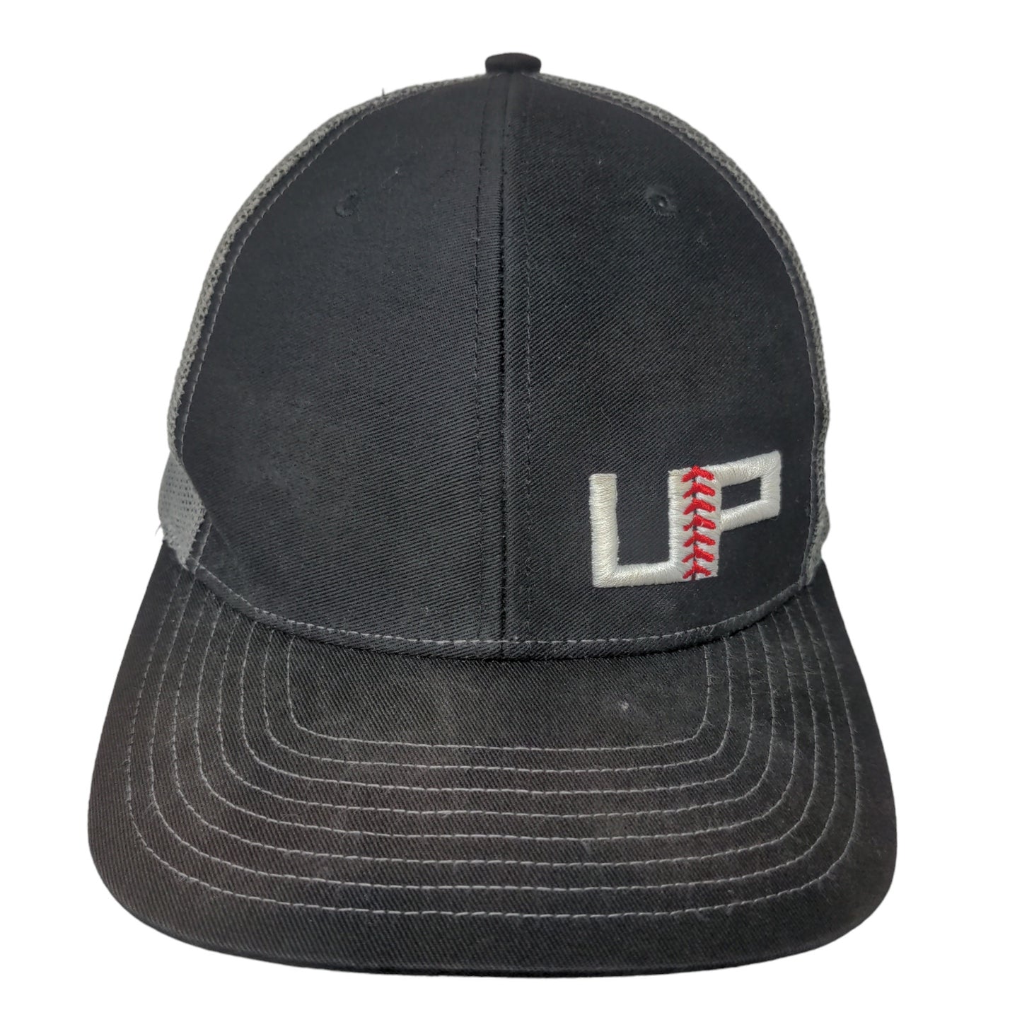 Richardson Men's Snapback Mesh Back Hat Black Gray Embroidered UP Logo #112