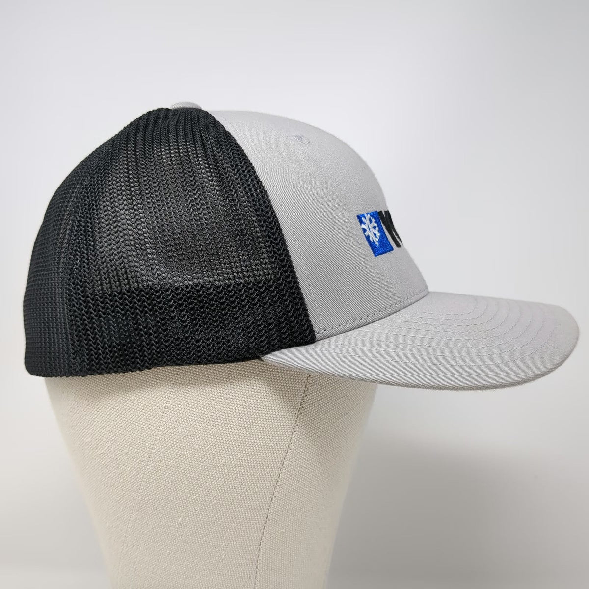 Port Authority Baseball Cap Gray Black Blue XL York Snowflake Mesh Flexfit Hat