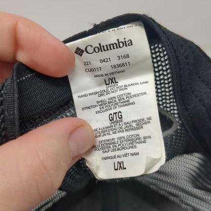 Columbia Baseball Cap Black XL Fishing Fish Flag Mesh Fitted Hat PFG Ruskin