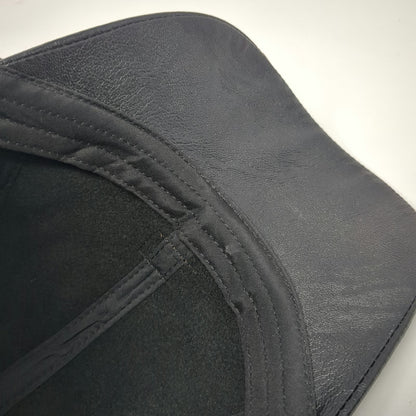 Zleevo Baseball Cap Black One Size PU Leather Brown Stitching Slideback Hat