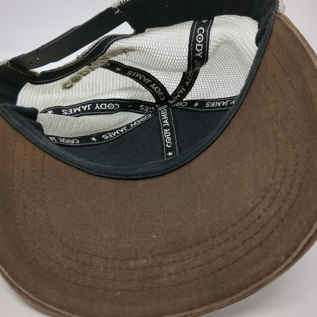Cody James Trucker Hat Brown One Size Bull Skull Patch Mesh Snapback Retro Logo