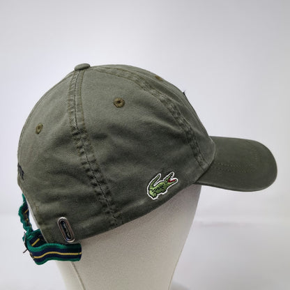 Lacoste Baseball Cap Green One Size Embroidered Letter L Striped Slideback Hat