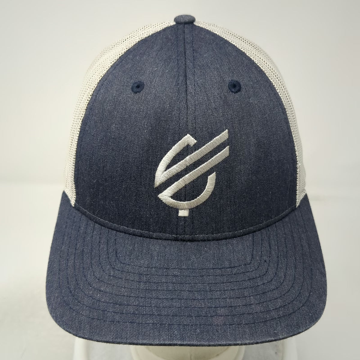 Richardson Trucker Hat Blue L Mesh Snapback Denim Crown 115 White Embroidered