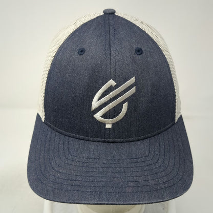 Richardson Trucker Hat Blue L Mesh Snapback Denim Crown 115 White Embroidered
