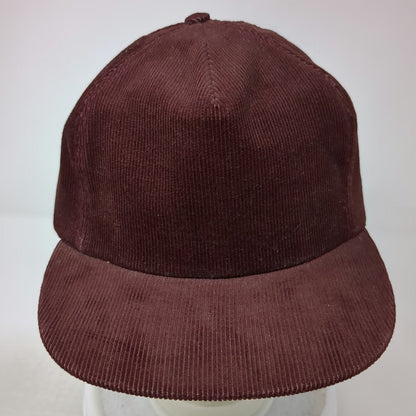 University Square Snapback Hat Red One Size 5 Panel Corduroy Made in USA Blank
