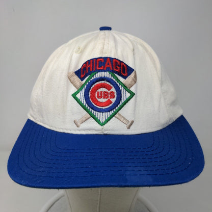 MLB Men's Snapback Hat White Blue Embroidered Chicago Cubs Logo