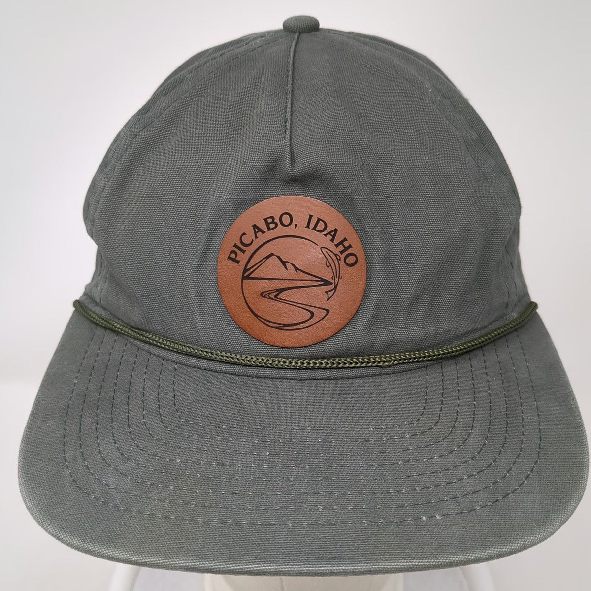 Ouray 5 Panel Green One Size Leather Patch Rope Picabo Idaho Cotton Trout Hat
