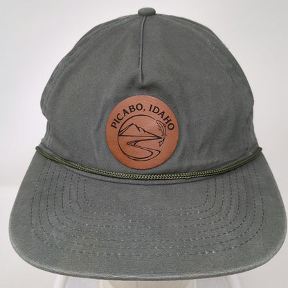 Ouray 5 Panel Green One Size Leather Patch Rope Picabo Idaho Cotton Trout Hat