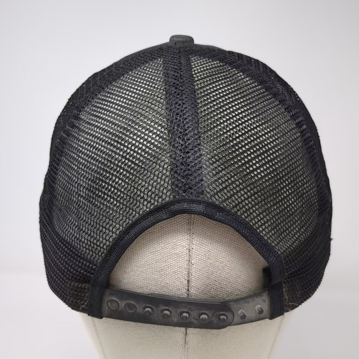 Cal-Stores Black Trucker Hat One Size Embroidered Patch Snapback Green Underbrim