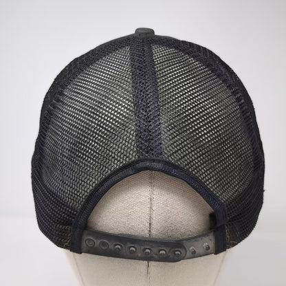 Cal-Stores Black Trucker Hat One Size Embroidered Patch Snapback Green Underbrim