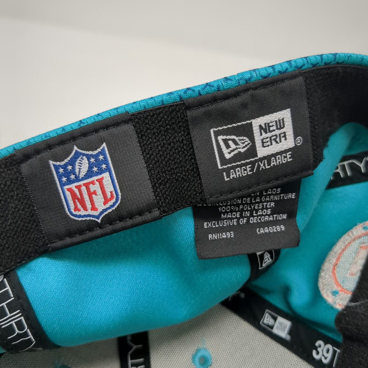 New Era Baseball Cap Blue XL Miami Dolphins NFL Team Curved Brim Stretch Fit Hat
