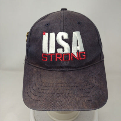 USA Strong Strapback Hat Blue OSFA Embroidered Pink Ribbon St. Luke's