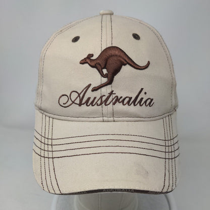 Australia Kangaroo Strapback Hat Tan One Size Embroidered Adjustable