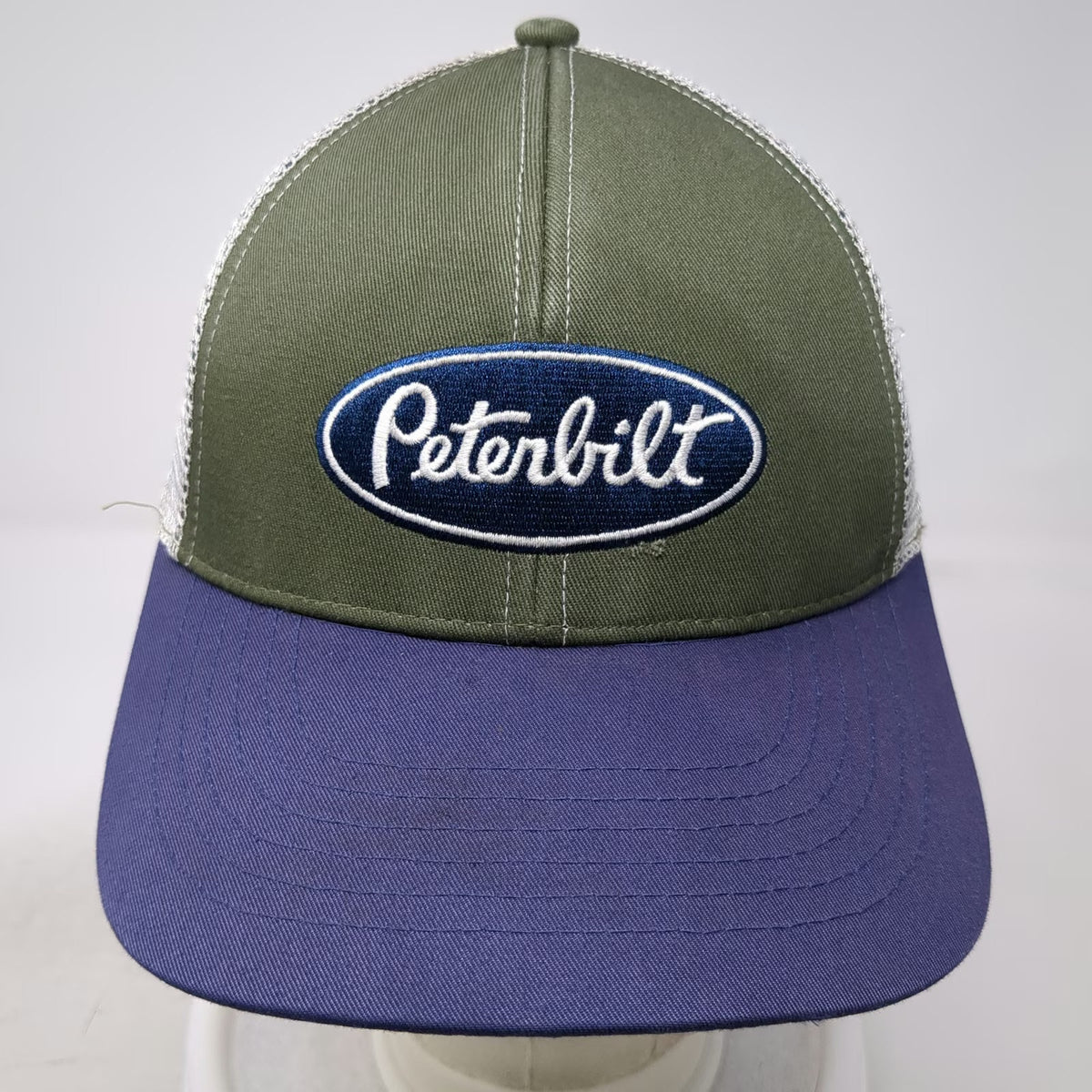 Peterbilt Baseball Cap Green Blue White One Size Mesh Snapback Hat Logo Patch