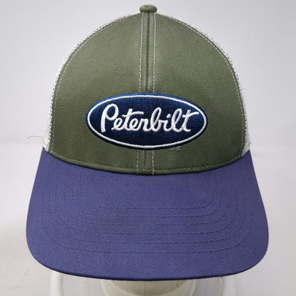 Peterbilt Baseball Cap Green Blue White One Size Mesh Snapback Hat Logo Patch