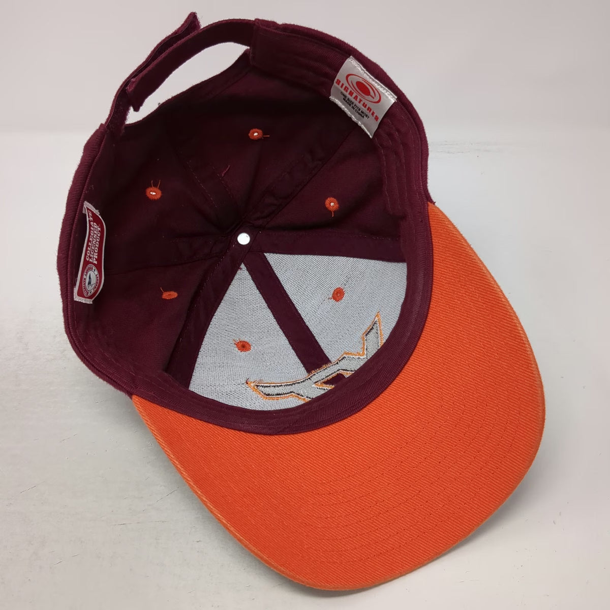 Signatures Virginia Tech Hokies NCAA Cap Red Orange One Size VT Logo Strapback