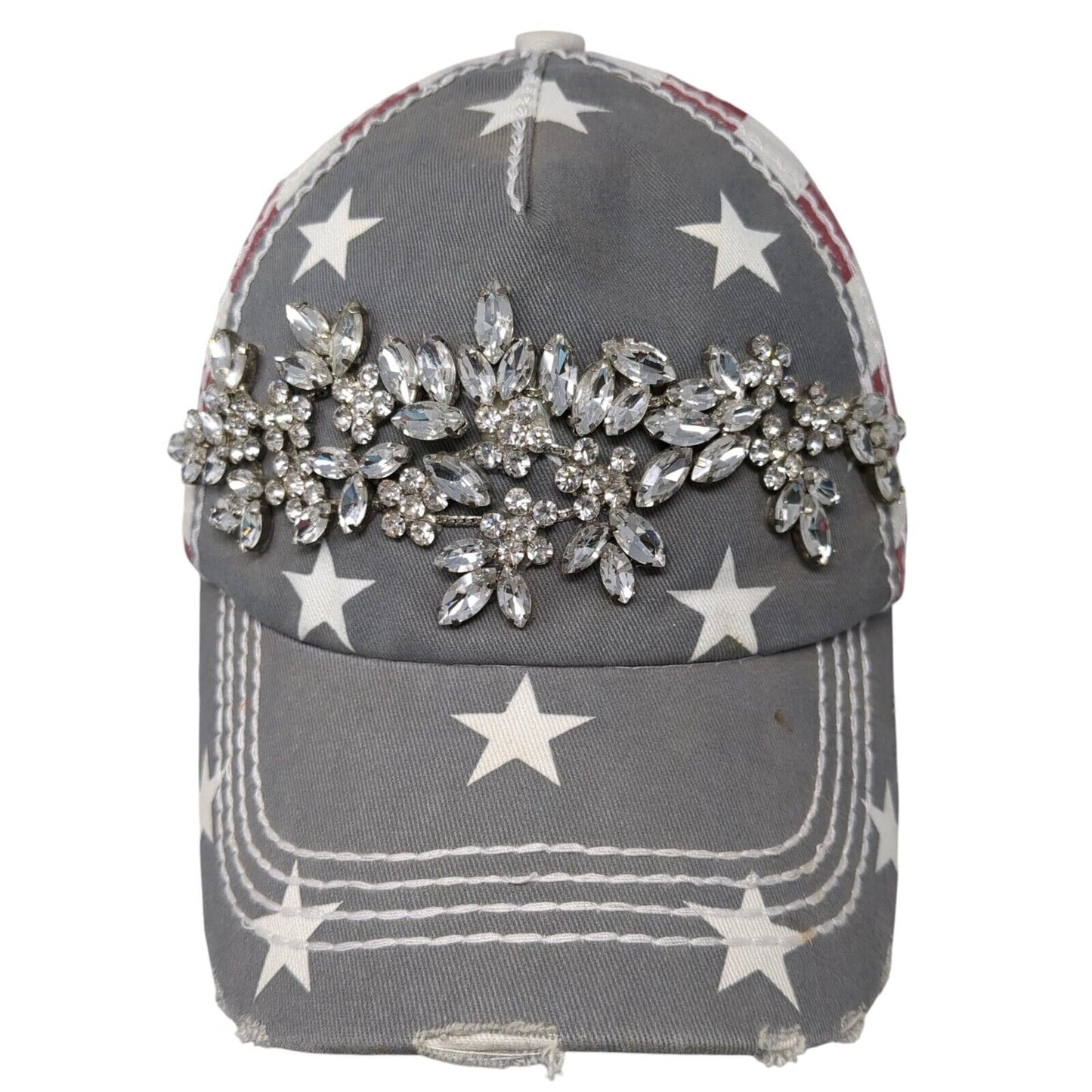 American Flag Bling Snapback Hat Multi One Size Adjustable Embellished
