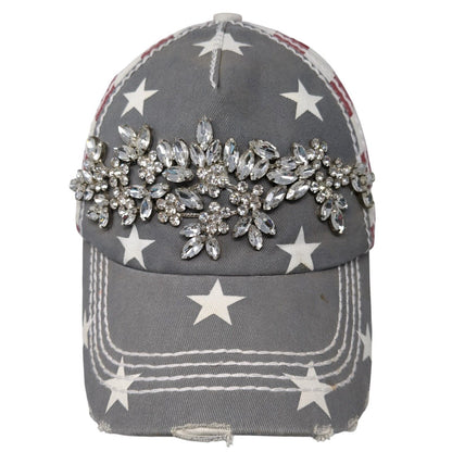 American Flag Bling Snapback Hat Multi One Size Adjustable Embellished