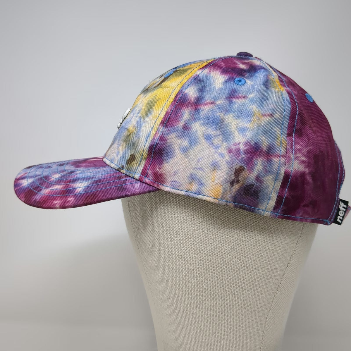 Neff Baseball Cap Purple Blue Yellow One Size Tie Dye Graffiti Logo Hat