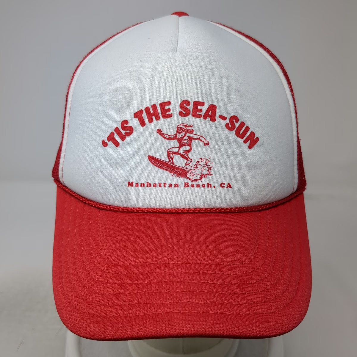 Otto Trucker Hat Red White OSFM Manhattan Beach CA Surfing Santa Xmas 2024 Foam
