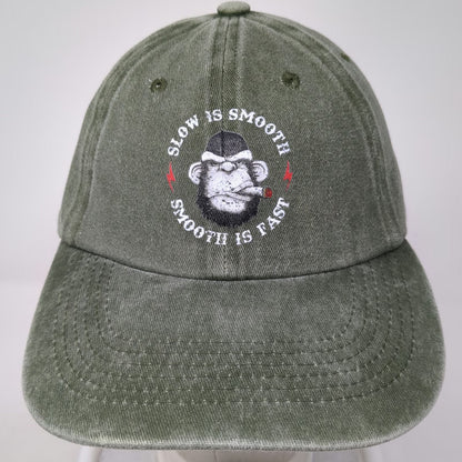 Baseball Cap Green One Size Slow Is Smooth Smooth Is Fast Monkey Slideback Hat