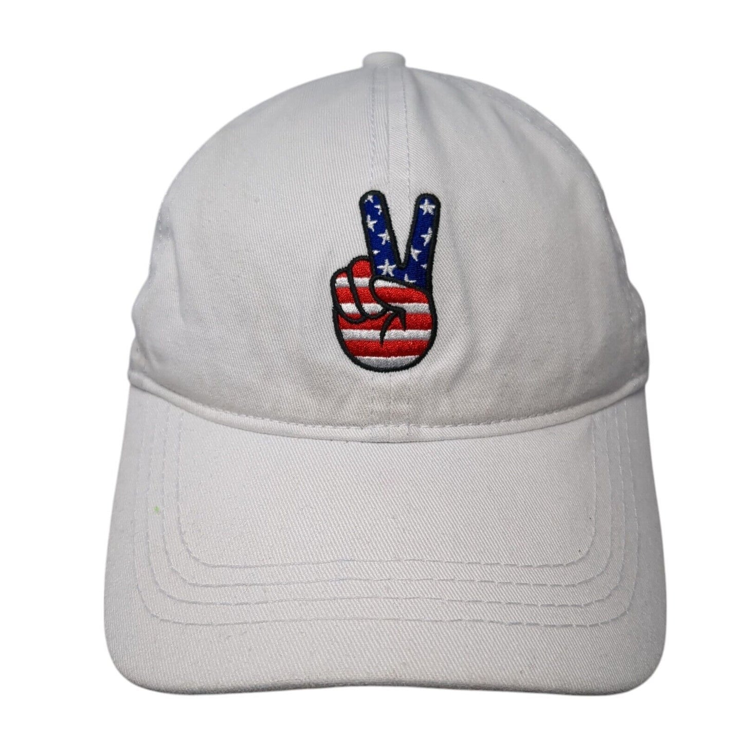 Peace Sign Slideback Hat White One Size Embroidered Patriotic David And Young